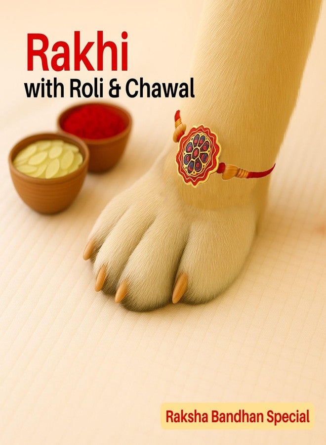 Sage Square Paw Bandhan Rakhi for Dog, Cat & Small Pets | Celebrate Bonds of Love This Raksha Bandhan | Cute Rakhi with Beads, Decorative Threads | Gift for Pet Lovers & Furry Companions (Type 31) - Image 3